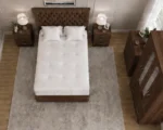 Elegant Walnut Bedroom Set Including 4 Door Mirrored Wardrobe, Chest of Drawers and Side Tables - Image 3