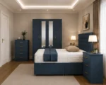 Premium Bedroom Furniture Bundle - Four Door Wardrobe With Two Half Length Mirrors - Four Bottom Drawers - Bedside Table Pair - Image 3