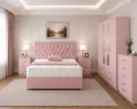 Modern Storage Bedroom Furniture - Double Bed - Four Door Wardrobe With Two Full Mirrors - Four Bottom Drawers