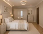Contemporary Double Bed Set With Four Door Wardrobe With Four Drawer - Chest of Five Drawers With Two Bed Side Table - Image 5