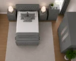 Contemporary Bed Set with Four Door Wardrobe With Four Drawer - Chest of Five Drawers With Two Bed Side Table