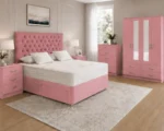 Stylish Pink Complete Bedroom Furniture Set – Four Door Wardrobe with Four Bottom Drawers - Image 2