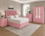 Stylish Pink Complete Bedroom Furniture Set – Four Door Wardrobe with Four Bottom Drawers - Image 4