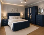 Modern Double Bed Set With Four Door Wardrobe With Four Drawer - Chest of Five Drawers With Two Bed Side Table - Image 2