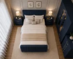 Modern Double Bed Set With Four Door Wardrobe With Four Drawer - Chest of Five Drawers With Two Bed Side Table - Image 6