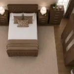 Contemporary Bedroom Set with Four Door Wardrobe With Four Drawer - Chest of Five Drawers With Two Bed Side Table