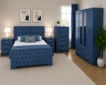 Wooden Double Bed Furniture Set - Six Door Wardrobe With Four Drawer - Chest of Five Drawers With Two Bed Side Table - Image 2