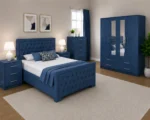 Wooden Double Bed Furniture Set - Six Door Wardrobe With Four Drawer - Chest of Five Drawers With Two Bed Side Table - Image 3