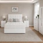 Premium  Bedroom Furniture Set – Double Bed, Four Door Wardrobe with Four Bottom Drawers, Chest of Five Drawers & Two Bedside Tables