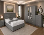 Signature Double Bed Set With Four Door Wardrobe With Four Drawer - Chest of Five Drawers With Two Bed Side Table - Image 2