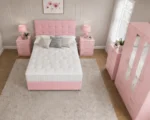 Elegant Pink Complete Bedroom Set – Four Door Wardrobe with Four Bottom Drawers – Chest of Five Drawers & Two Bedside Tables - Image 3
