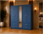 Modern Mirrored 5 Door Wardrobe with Bottom Drawers - Image 2
