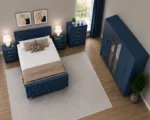 Complete Double Bed with Four Door Wardrobe With Four Drawer - Chest of Five Drawers With Two Bed Side Table