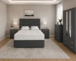 Modern Grey Bedroom Collection - 4 Door Wardrobe with Chest of Drawers & Bedside Tables