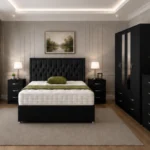 Master Bedroom Collection - Double Bed - 4 Door Wardrobe With Two Mirror Doors - Four Bottom Drawers - Bedside Table Pair