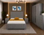 Luxury Double Bed Furniture Set – Six Door Wardrobe with Two Full Length Mirrors & Four Bottom Drawers – Chest of Five Drawers with Two Bed Side Tables - Image 2