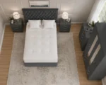 Modern Grey Bedroom Collection - 4 Door Wardrobe with Chest of Drawers & Bedside Tables - Image 3