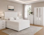 Luxury White Bedroom Furniture Set -4 Door Wardrobe, Chest of drawers & Bedside Tables - Image 2