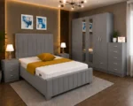 Luxury Double Bed Furniture Set – Six Door Wardrobe with Two Full Length Mirrors & Four Bottom Drawers – Chest of Five Drawers with Two Bed Side Tables - Image 5