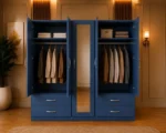 Modern Mirrored 5 Door Wardrobe with Bottom Drawers - Image 3
