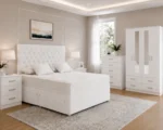 Luxury White Bedroom Furniture Set -4 Door Wardrobe, Chest of drawers & Bedside Tables - Image 4