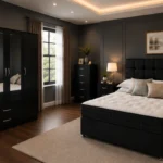 Premium Double Bed Bedroom Set with Three Door Wardrobe With Four Drawer - Chest of Five Drawers With Two Bed Side Table