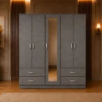 5 Door Wardrobe with Mirror & 4 Drawers – Modern Storage Wardrobe