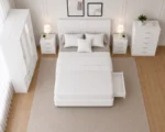 Complete Master Bedroom Furniture - 4 Door Mirror Wardrobe With Four Bottom Drawers - Double Bed - Two Bedside Tables - Image 2