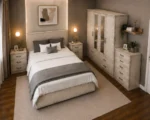Luxury Double Bed Furniture Set – Four Door Wardrobe with Four Bottom Drawers – Chest of Five Drawers with Two Bedside Tables - Image 4