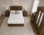 Modern Storage Walnut Color Bedroom Set with Drawers - 2 Nightstands, 4 Door Wardrobe & Chest of Drawers - Image 3