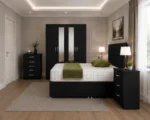 Master Bedroom Collection - Double Bed - 4 Door Wardrobe With Two Mirror Doors - Four Bottom Drawers - Bedside Table Pair - Image 5