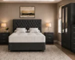 Stylish Bedroom Furniture Collection - Double Bed - Three Door Wardrobe With Two Mirrors And Two Bottom Drawers - Two Bedside Tables