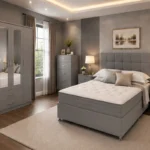 Spacious Luxury Bed Set with Three Door Wardrobe With Four Drawer - Chest of Five Drawers With Two Bed Side Table