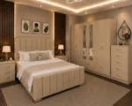 Complete Double Bed Furniture Package - Six Door Wardrobe With Four Drawer - Chest of Five Drawers With Two Bed Side Table - Image 2