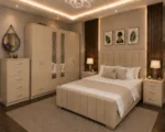 Complete Double Bed Furniture Package - Six Door Wardrobe With Four Drawer - Chest of Five Drawers With Two Bed Side Table