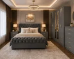 Master Bedroom Double Bed Set - Six Door Wardrobe With Four Drawer - Chest of Five Drawers With Two Bed Side Table