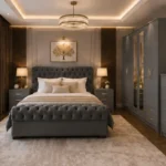 Master Bedroom Double Bed Set - Six Door Wardrobe With Four Drawer - Chest of Five Drawers With Two Bed Side Table