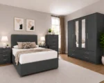 Complete Home Bedroom Collection - Four Door Wardrobe With Two Mirrors - Four Bottom Drawers - Double Bed - Image 4
