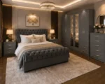 Master Bedroom Double Bed Set - Six Door Wardrobe With Four Drawer - Chest of Five Drawers With Two Bed Side Table - Image 3