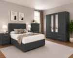 Complete Home Bedroom Collection - Four Door Wardrobe With Two Mirrors - Four Bottom Drawers - Double Bed