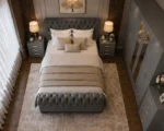 Master Bedroom Double Bed Set - Six Door Wardrobe With Four Drawer - Chest of Five Drawers With Two Bed Side Table - Image 4