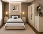 uxury Double Bed Furniture Set – Four Door Wardrobe with Four Bottom Drawers – Chest of Five Drawers with Two Bedside Tables