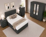 Complete Home Bedroom Collection - Four Door Wardrobe With Two Mirrors - Four Bottom Drawers - Double Bed - Image 5