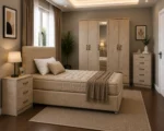 Modern Bedroom Furniture Set - Double Bed - 5 Door Wardrobe With Full Length Mirror And Four Bottom Drawers - Five Drawer Chest - Two Bedside Tables - Image 3