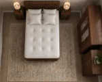 Designer Double Bed Set - 3 Door Mirror Wardrobe With Two Bottom Drawers - Chest of Five Drawers - Bedside Table Pair - Image 4
