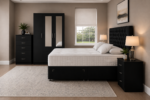 Stylish Bedroom Furniture Collection - Double Bed - Three Door Wardrobe With Two Mirrors And Two Bottom Drawers - Two Bedside Tables - Image 3