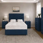 Classic Vintage Color Bedroom Furniture Set -  4 Door Storage Wardrobe, Bed Side Tables, Chest of Drawers