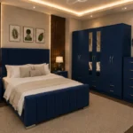 Luxury Master Double Bed Set - Six Door Wardrobe With Four Drawer - Chest of Five Drawers With Two Bed Side Table