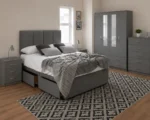 Complete Bedroom Storage Bundle - Double Bed - 4 Door Wardrobe With Two Mirrors - Four Drawer Base