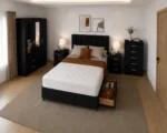 Complete Double Bedroom Collection - 3 Door Wardrobe With Two Full Length Mirrors And Two Bottom Drawers - Chest of Five Drawers - Image 2